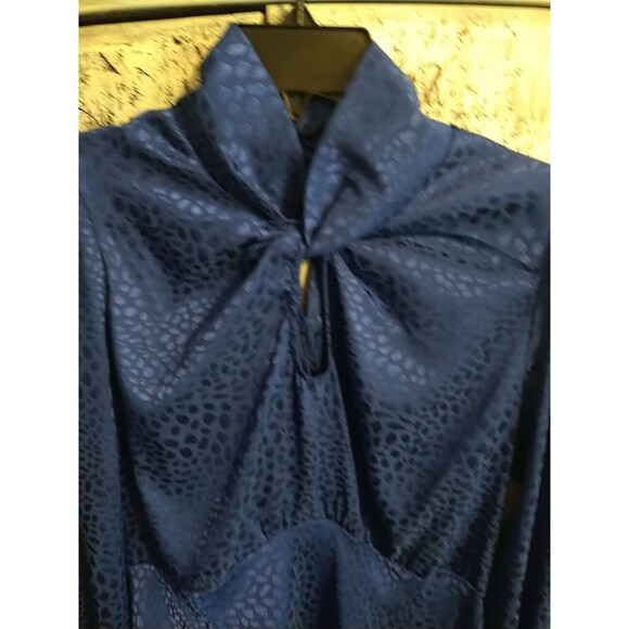 Vintage  Puff Sleeve  Blue Leopard  Knee Length Sm Dress Goth Victorian grunge - Picture 4 of 9